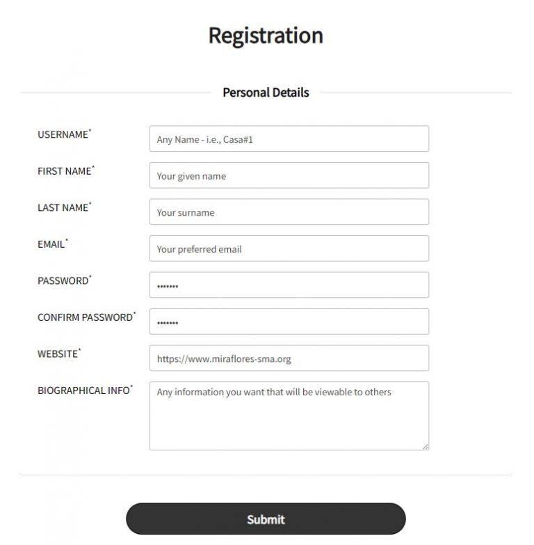 Sample Registration – Residencial Miraflores
